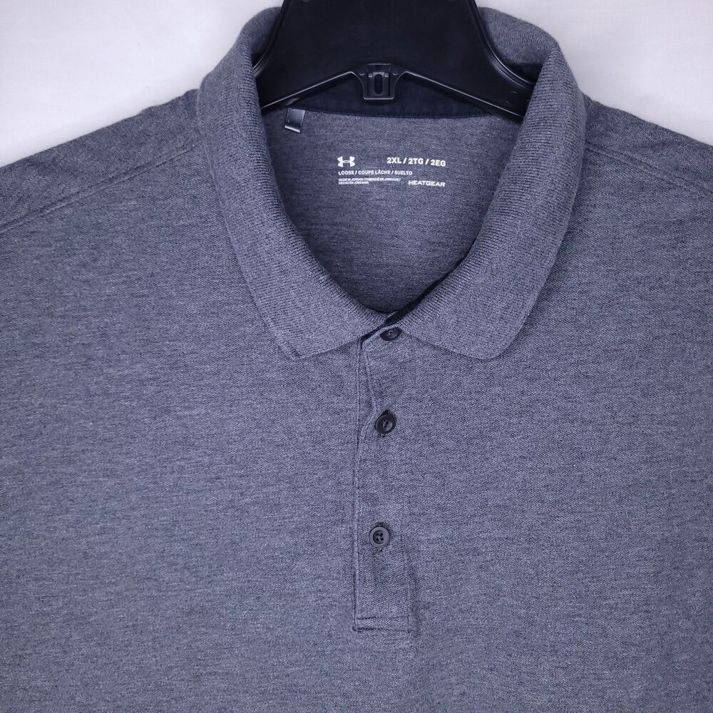 Under Armour Polo Shirt Mens 2XL Gray HeatGear Loose
